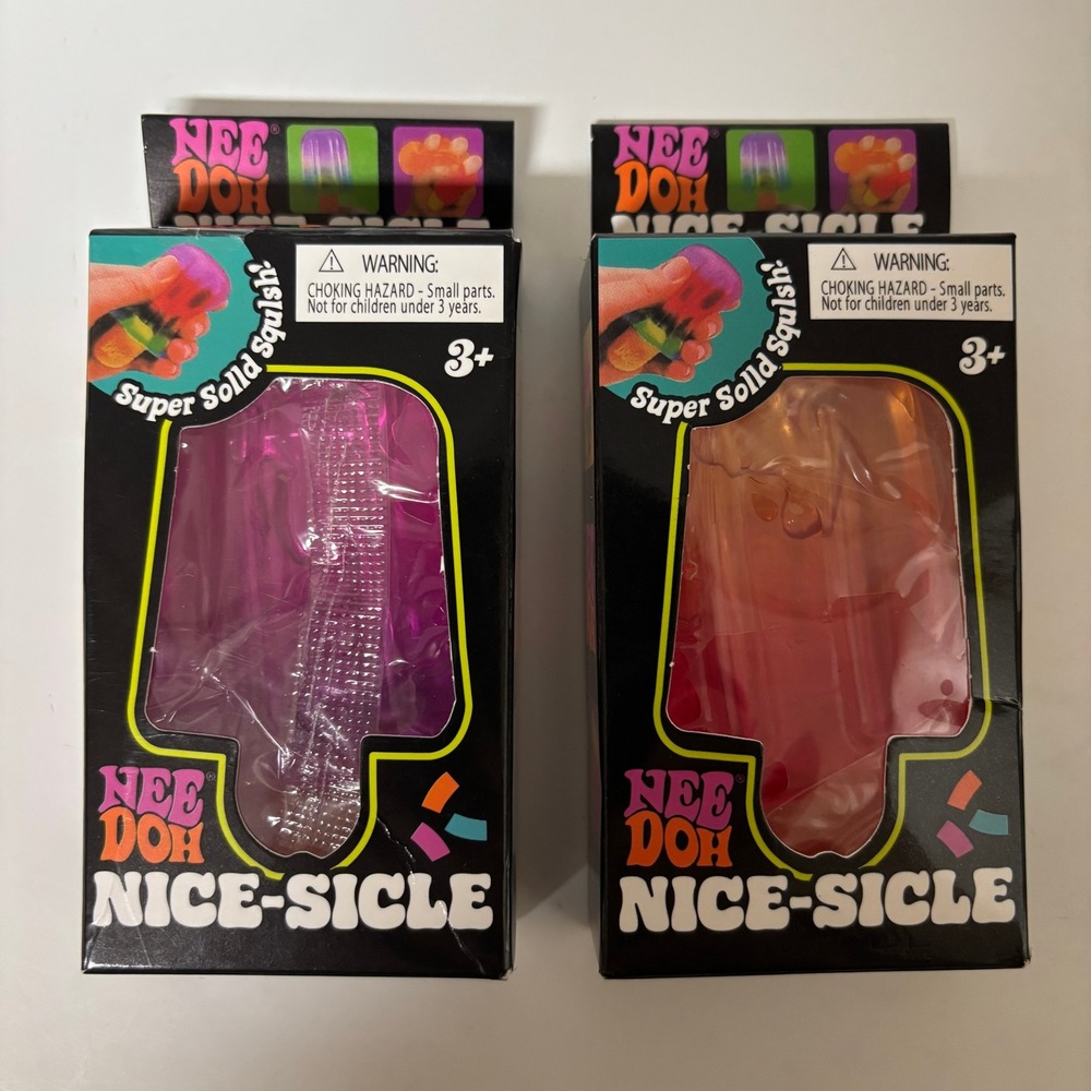 NeeDoh Nice-Sicle Fidget Toy Set 2 Pack Pink Orange Schylling